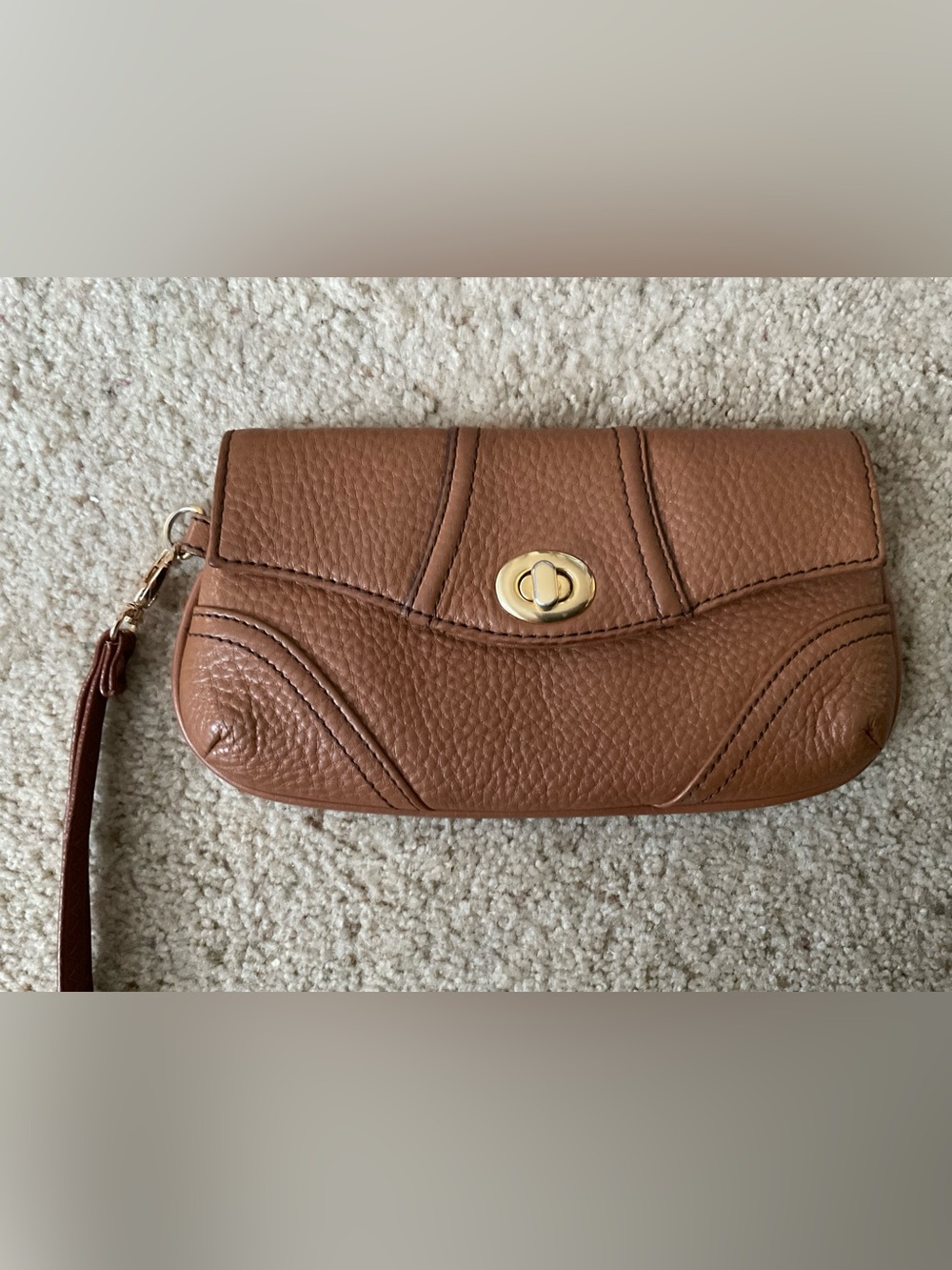Talbots Pebbled Leather Turnlock Wristlet Clutch